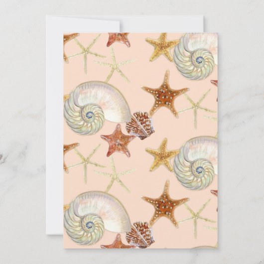 Tropisch strand Shells Starfish Nautilus Summer Kaart (Achterkant)