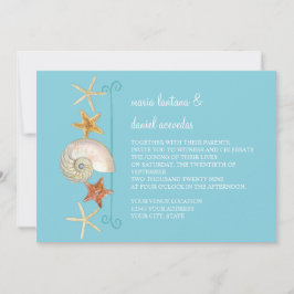 Tropisch strand Shells Starfish Nautilus Summer Kaart