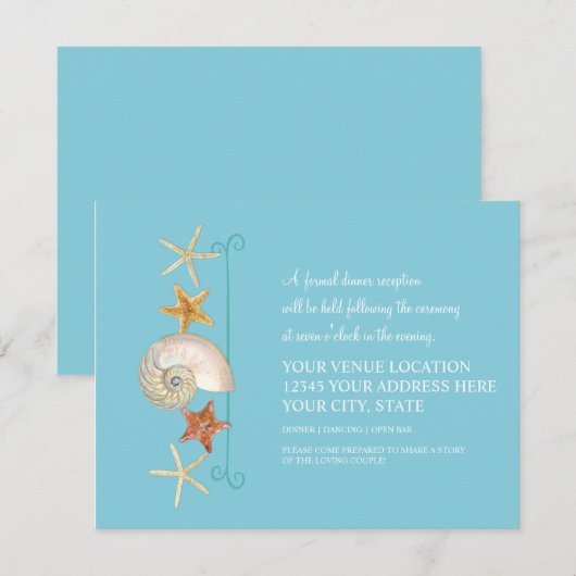 Tropisch strand Shells Starfish Nautilus Summer Kaart (Voorkant / Achterkant)