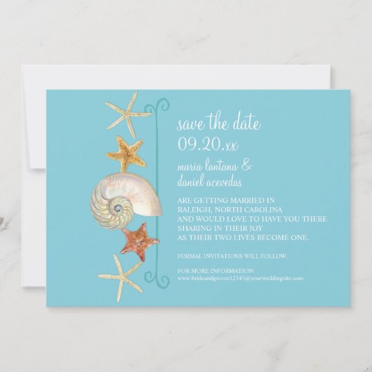 Tropisch strand Shells Starfish Nautilus Summer Kaart (Voorkant)