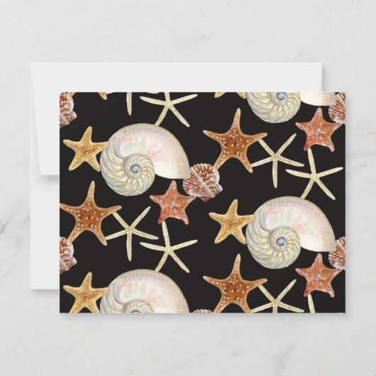 Tropisch strand Shells Starfish Nautilus Summer Kaart (Achterkant)