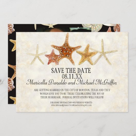 Tropisch strand Shells Starfish Nautilus Summer Kaart (Voorkant / Achterkant)