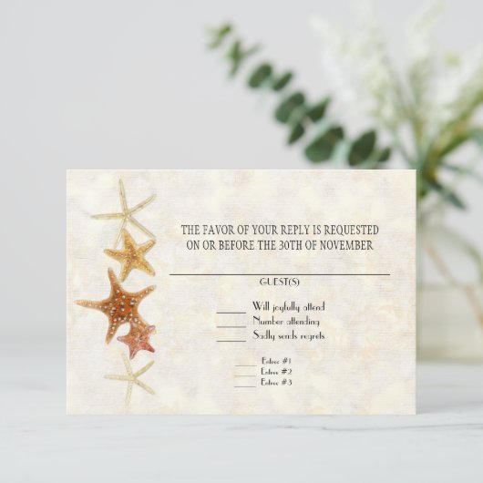 Tropisch strand Shells Starfish Nautilus Summer RSVP Kaartje (Staand voorkant)