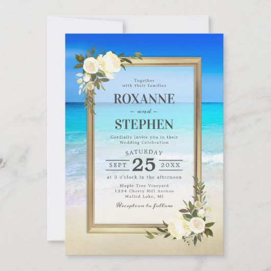 Tropisch strand Shore Floral Weddenschap Kaart (Voorkant)