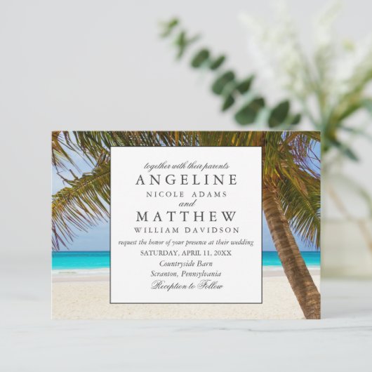 Tropisch  strand Shore Palm Weddenschap Kaart (Staand voorkant)