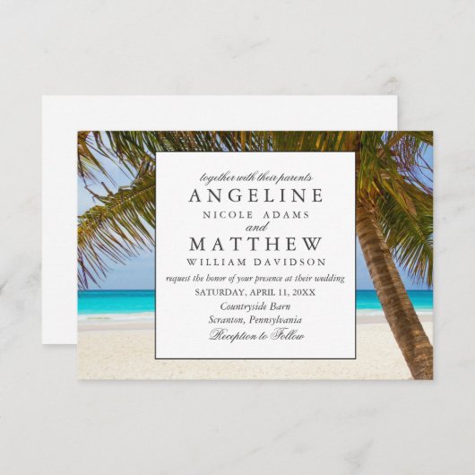 Tropisch  strand Shore Palm Weddenschap Kaart (Voorkant / Achterkant)