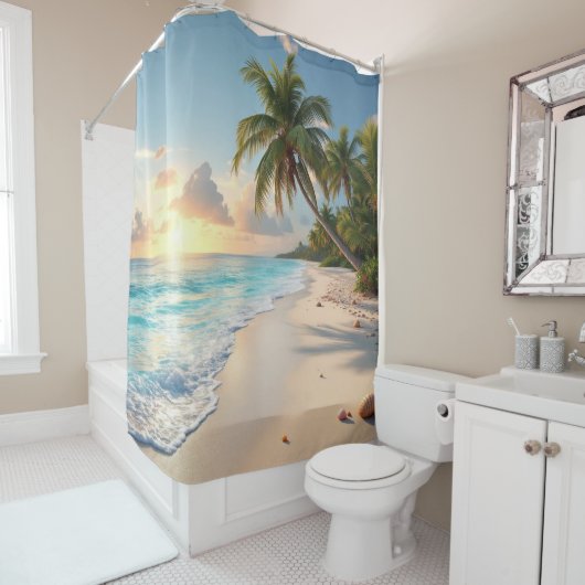 Tropisch strand Shoreline Douchegordijn (In situ)