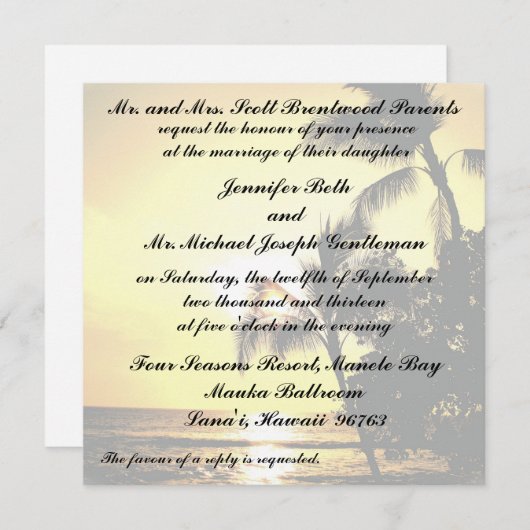 Tropisch strand Shoreline Weddenschap Kaart (Voorkant / Achterkant)