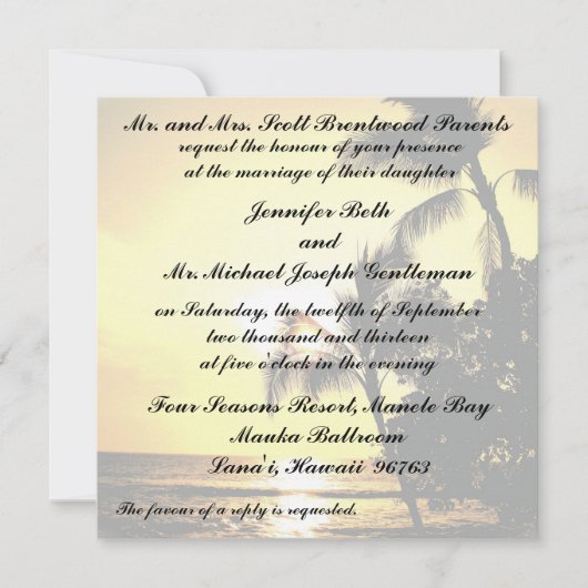 Tropisch strand Shoreline Weddenschap Kaart (Voorkant)