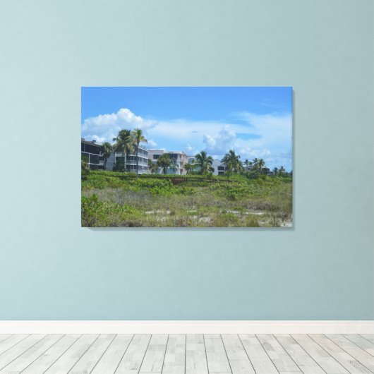 Tropisch strand side paradise canvas afdruk (Insitu (Houten vloer))