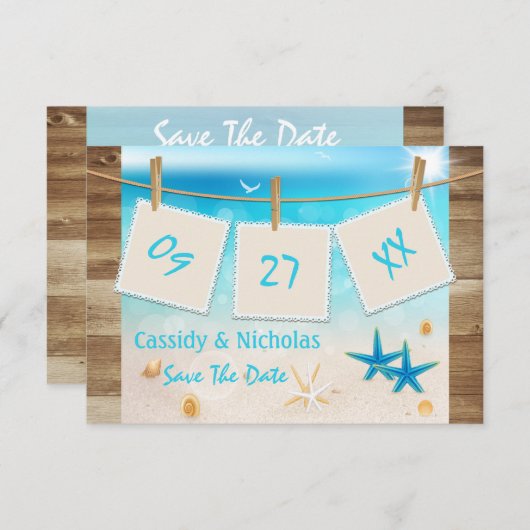Tropisch strand sparen de Datum Kaart (Voorkant / Achterkant)