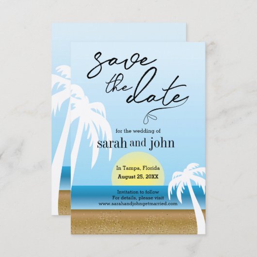 Tropisch strand sparen de Datum Save The Date (Voorkant / Achterkant)