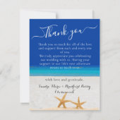 Tropisch strand Starfish in Sand Wedding Dark Blue Bedankkaart (Achterkant)