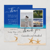 Tropisch strand Starfish in Sand Wedding Dark Blue Bedankkaart (Voorkant / Achterkant)