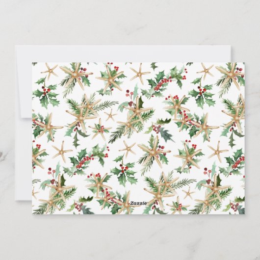 Tropisch strand Starfish Kerstfoto Feestdagenkaart (Achterkant)