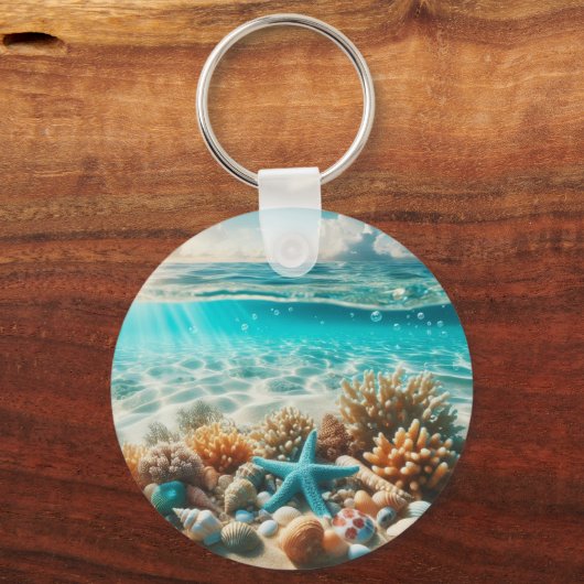 Tropisch strand Starfish  naam Sleutelhanger (Achterkant)
