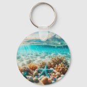 Tropisch strand Starfish  naam Sleutelhanger (Achterkant)