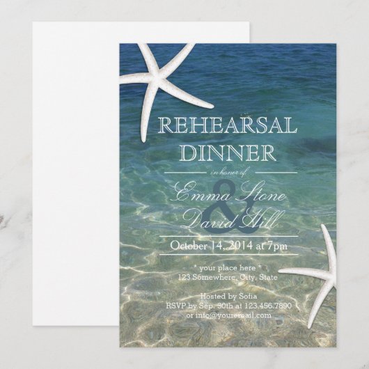 Tropisch strand Starfish repetitie Dinner Kaart (Voorkant / Achterkant)