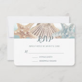 Tropisch strand Starfish Seashell Weddenschap RSVP Kaartje (Voorkant)