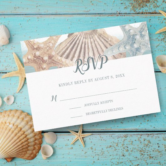 Tropisch strand Starfish Seashell Weddenschap RSVP Kaartje