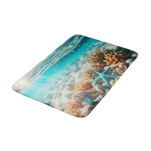 Tropisch strand Starfish Seashells Ocean Scene Badmat (Gekanteld)