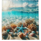 Tropisch strand Starfish Seashells Ocean Scene Douchegordijn (Voorkant)