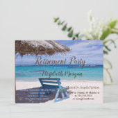 Tropisch strand, stoel pensioenfeest kaart (Staand voorkant)