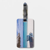 Tropisch strand, stoel, plunjeria bagagelabel (Achterkant verticaal)