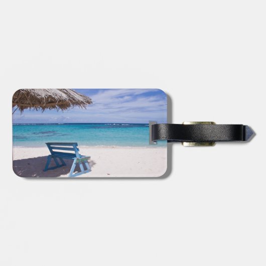 Tropisch strand, stoel, plunjeria bagagelabel (Achterkant horizontaal)