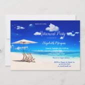 Tropisch strand, stoel zand wolken pensioenfeest kaart (Voorkant)