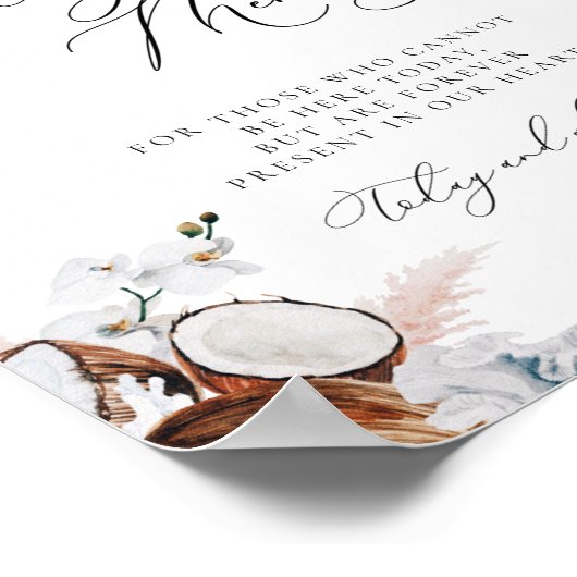 Tropisch strand stoffig blauwe herdenking huwelijk poster (Hoek)