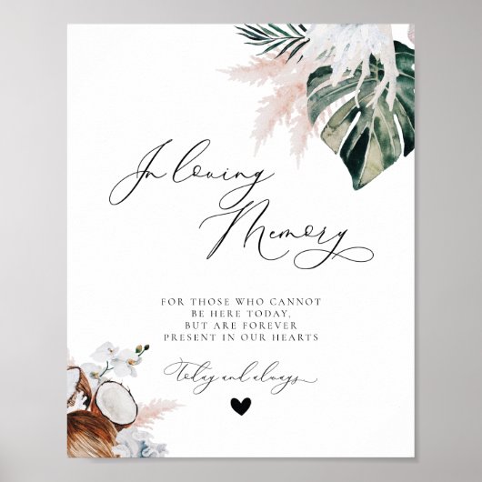 Tropisch strand stoffig blauwe herdenking huwelijk poster (Voorkant)