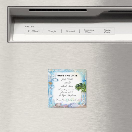 Tropisch strand-strand-huwelijk sparen de datum magneet (Insitu (Vaatwasser))