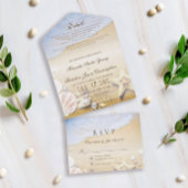 Tropisch strand Stuitvis en schelpdieren bruiloft All In One Uitnodiging