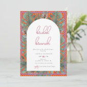 Tropisch strand Summer Fuchsia Bridal Brunch Kaart (Staand voorkant)