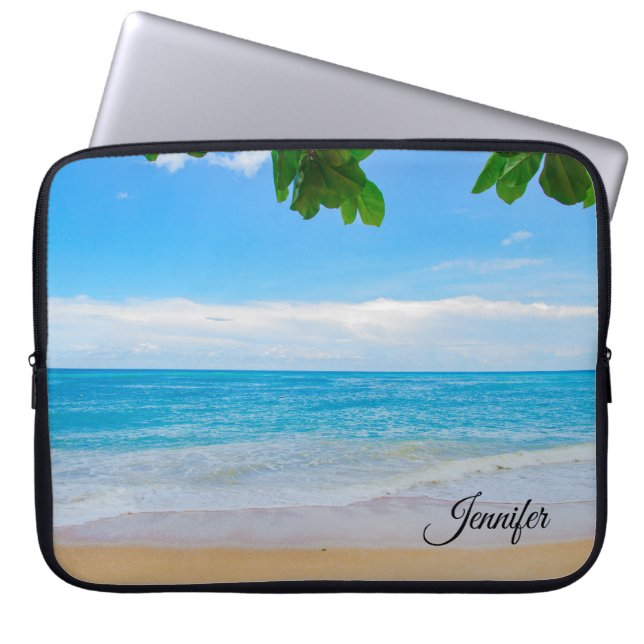 Tropisch strand Sun Sand en Zee Custom Laptop Sleeve (Voorkant)