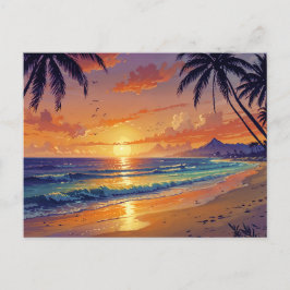 Tropisch strand Sunset Briefkaart