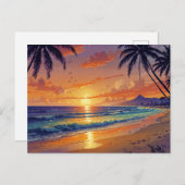 Tropisch strand Sunset Briefkaart (Voorkant / Achterkant)