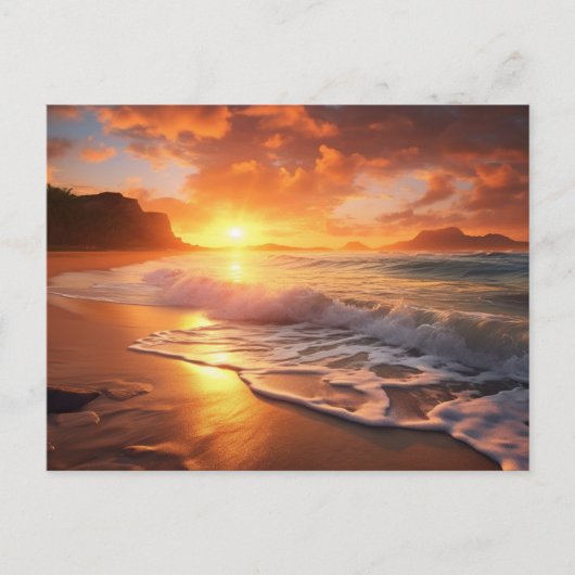 Tropisch strand Sunset Briefkaart (Voorkant)