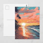 Tropisch strand Sunset Briefkaart (Voorkant / Achterkant)