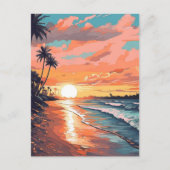 Tropisch strand Sunset Briefkaart (Voorkant)