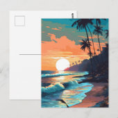 Tropisch strand Sunset Briefkaart (Voorkant / Achterkant)