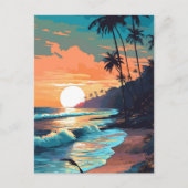 Tropisch strand Sunset Briefkaart (Voorkant)