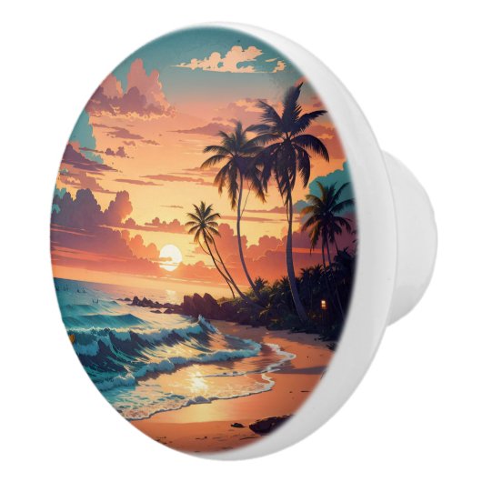 Tropisch strand Sunset Groot Keramische Knop (Rechts)