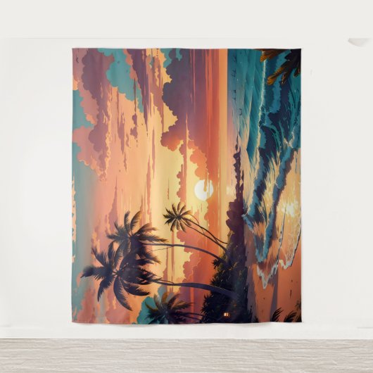 Tropisch strand Sunset Groot Wandkleed (Voorkant)