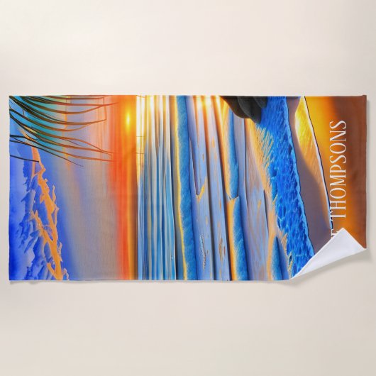 Tropisch strand Sunset in Bermuda Strandlaken (Voorkant)