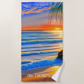 Tropisch strand Sunset in Bermuda Strandlaken (Voorkant)