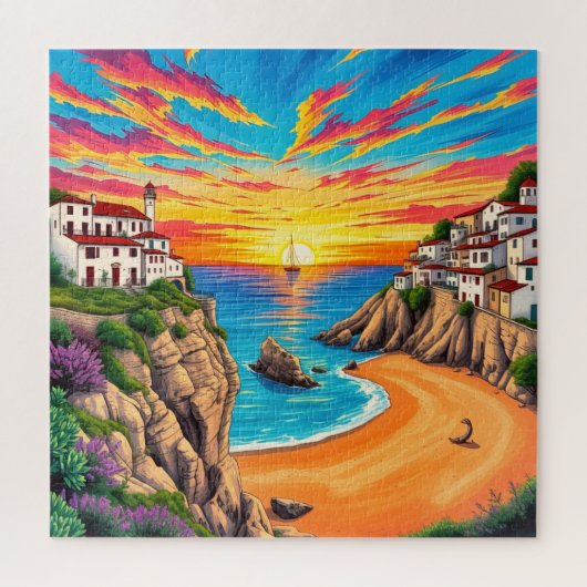 Tropisch strand Sunset Legpuzzel (Verticaal)