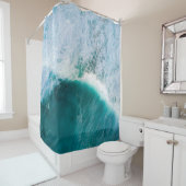 Tropisch strand Sunset Photo Waves Seaside Blue Douchegordijn (In situ)