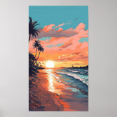 Tropisch strand Sunset Poster (Voorkant)